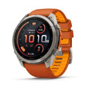 Премиальные мультиспортивные GPS часы Fenix 9 PRO - inReach, 51 mm Titanium with autumn orange/spark orange silicone band