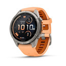 Премиальные мультиспортивные GPS часы Fenix 9 PRO - inReach, 43 mm Titanium with shell pink/autumn orange silicone band