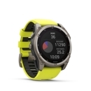 Мультиспортивные GPS часы Fenix 8  - 51 mm, Solar, Sapphire Titanium with Amp Yellow/Graphite Silicone Band