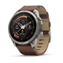 Премиальные мультиспортивные GPS часы Fenix 9 PRO - inReach, 51 mm Titanium with walnut leather band and pebble gray/silver gray silicone band