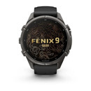 Премиальные мультиспортивные GPS часы Fenix 9 PRO - inReach, 43 mm Carbon gray DLC titanium with black/pebble gray silicone band