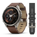 Премиальные мультиспортивные GPS часы Fenix 9 PRO - inReach, 47 mm  Titanium with walnut leather band  and pebble gray/silver gray silicone band